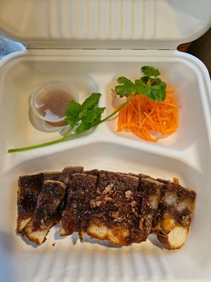 Crispy pork belly with pickled carrots at Rendezvous du Vietnam in Cairns