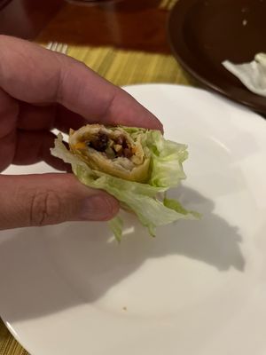 Vegan spring roll wrapped in a lettuce leave - amazing  at Rendezvous du Vietnam in Cairns