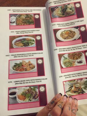 Separate vegan menu  at Rendezvous du Vietnam in Cairns
