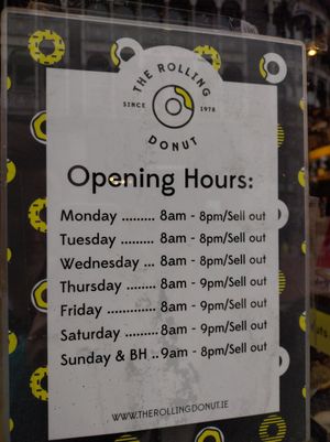 Opening hours as of October 2024 at The Rolling Donut - Dublin 2 in Dublin