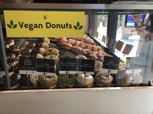 The vegan donut selection. Not pictured: Vegan Chocolate Peanut butter  at The Rolling Donut - Dublin 2 in Dublin