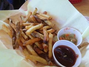 fresh cooked fries at Mustard's Last Stand in Boulder