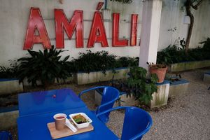 Garden seating at TOO Naturally Healthy Food in Lisbon