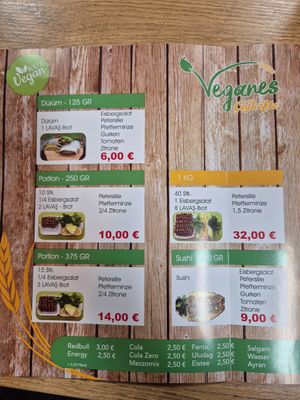 Menu at Veganes Cigköfte in Limburg