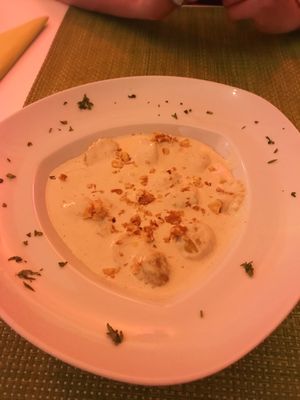 mushroom walnut truffle ravioli  at Past & Future in Fuerteventura