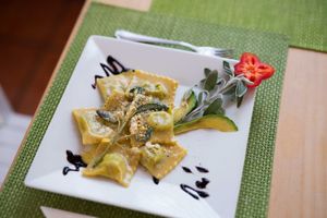 Mushroom Ravioli - fresh pasta made in house at Past & Future in Fuerteventura
