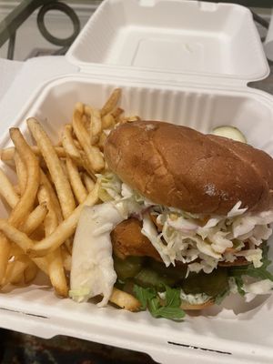 Phish-wich and fries    at Oak  in Seattle