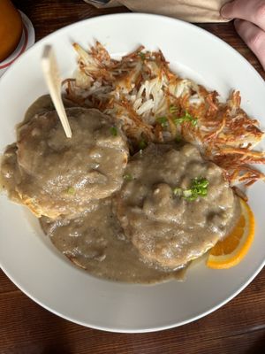 Vegan biscuits and mushroom gravy  at Oak  in Seattle