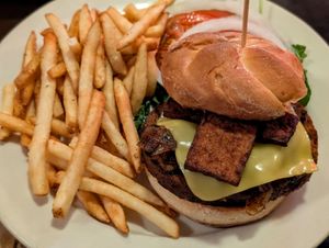 Vegan Oak bacon cheeseburger at Oak  in Seattle
