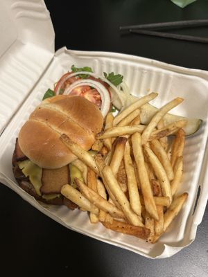 Vegan Oak Bacon Cheeseburgerr  at Oak  in Seattle