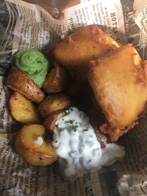 i love their tofu and chips! at Tenho Restobar in Helsinki