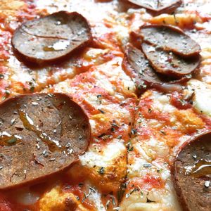 Vegan pizza with vegan chorizo!  at Wedge Issue Pizza in London