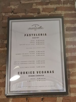 Menu at Mama Elba in Madrid