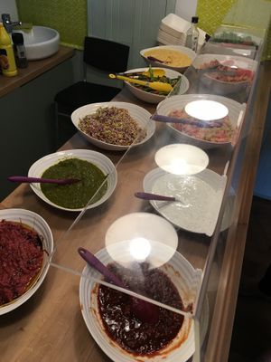 Salad counter at Leaf in Hay-on-wye
