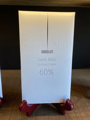 Many vegan chocolate bars, including this coconut cream dark milk at Mutari Chocolate House & Factory in Santa Cruz