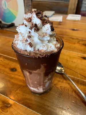 Vegan frozen hot chocolate. So good!! at Mutari Chocolate House & Factory in Santa Cruz