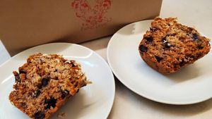 Blueberry banana muffin... my fav so far!! at Pure Pastry in Beverly