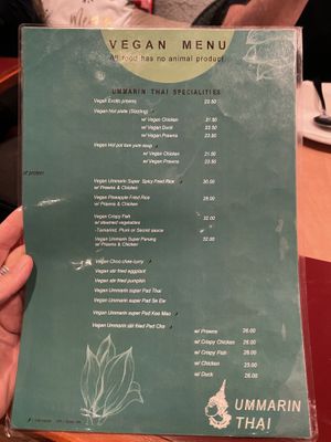 Menu! They get it! #Veganuary at Ummarin Thai in Randwick