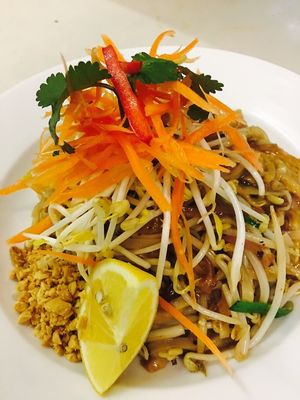 Vegan Pad Thai with Vegan Mock Chicken at Ummarin Thai in Randwick