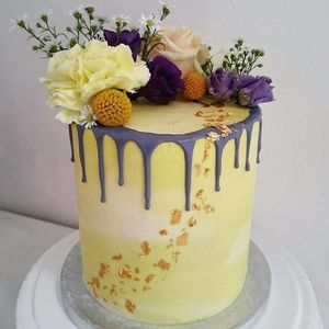 Lemon and vegan lemon 'curd' cake. at Vic's Vegan Bakes in Hereford