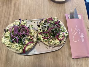 Tofu "egg" salad bagel   at Vero Caffe in Bruges