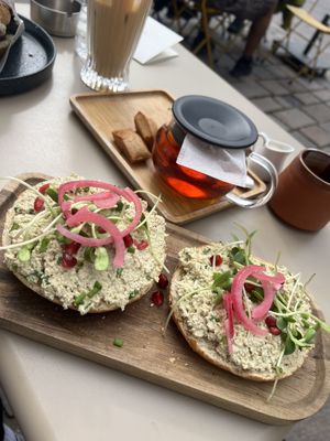 Egg salad bagel  at Vero Caffe in Bruges