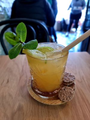 Homemade ginger mocktail at Vero Caffe in Bruges