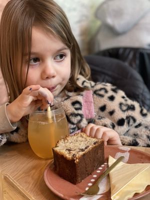 Banana bread with chocolate  at Vero Caffe in Bruges