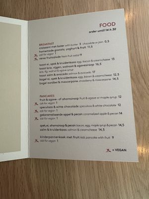 Menu  at Vero Caffe in Bruges