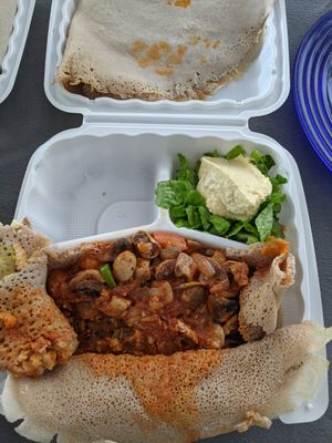 Mushroom tibs at Cafe Romanat in Oakland