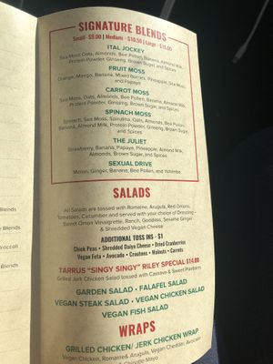Menu  at Veggie Castle in Jamaica