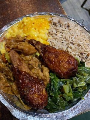 The macaroni and cheese is so good   at Veggie Castle in Jamaica