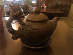 Tea pot with green tea  at Bun Bo Hue in Stockholm