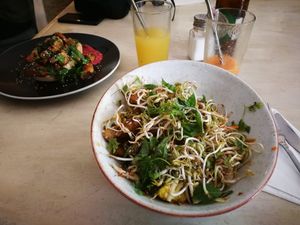 Asian noodle salad (18.000 COP) Portion could be bigger. at Cafe Stepping Stone in Cartagena