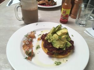 Vegan tostada at Cafe Stepping Stone in Cartagena