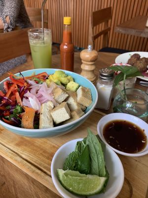 Really fresh and crispy salad and tasty tofu at Cafe Stepping Stone in Cartagena