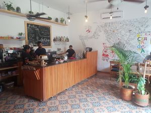 . at Cafe Stepping Stone in Cartagena