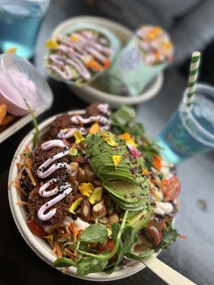 Salad with falafel  at The Organic Boho in Copenhagen