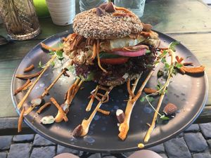 Burger with cauliflower  at The Organic Boho in Copenhagen
