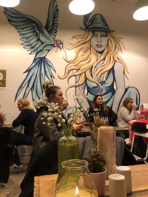 Beautiful mural on the wall! So cool! at The Organic Boho in Copenhagen