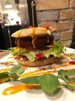 Incredible burger yum ?  at The Organic Boho in Copenhagen