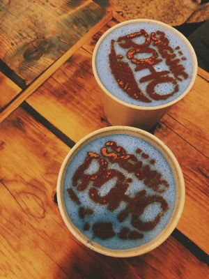 Blue Spirulina Latte at The Organic Boho in Copenhagen