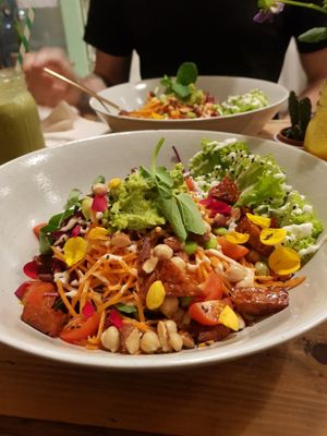 Salad with tempeh at The Organic Boho in Copenhagen