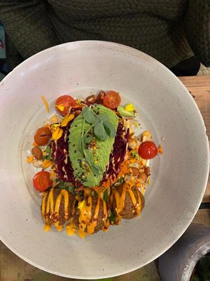 Salad bowl with falafel at The Organic Boho in Copenhagen