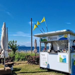 You'll also find us in Baskemölla,  close to the harbour! Gelato,  coffee,  grilled ciabattas.. and a stunning seaview! at PAUSA MAT O GELATO in Simrishamn