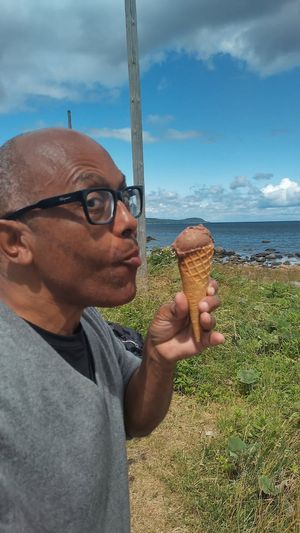 Vegan Gianduia gelato. The best! at PAUSA MAT O GELATO in Simrishamn