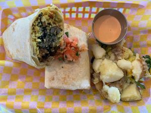 Vegan Breakfast Burrito at Fauxmaha in Omaha