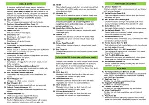 Menu at Southern Spices in Christchurch