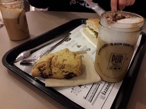 Chocolate scone and Cappuccino at PUR etc - Place des Halles in Strasbourg