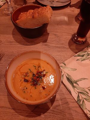 Really tastefull creamy chickpea soup at Flamsbrygga in Flaam